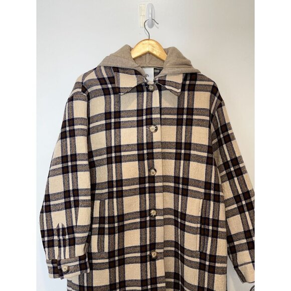 BA&SH women's prago check plaid oversized silhouette hooded coat size M ($688) - Picture 5 of 12